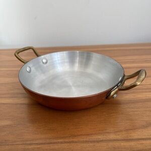 COPPER Coated Aluminum 5.5" Double Handle Skillet Patina Farmhouse French Rustic